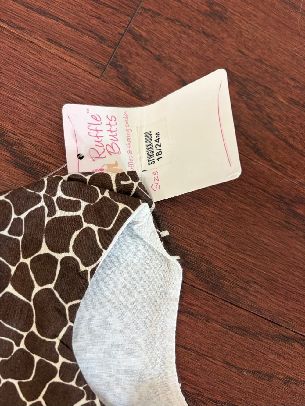 NWT Ruffle Butts Brown Giraffe-Print Tank with Pink Ruffle Bloomers set 18/24 mo